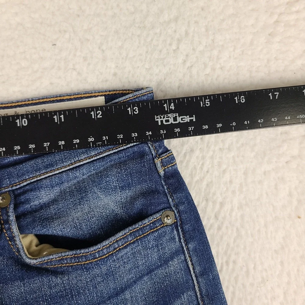 Rag Bone Jeans Womens 27x24 Blue Nina High Rise Skinny Fray Dark Wash‎ Denim - Picture 4 of 14